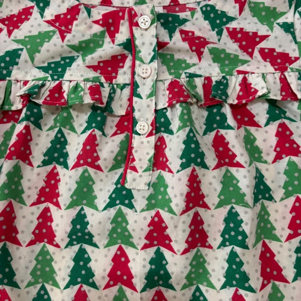 Crewcuts Kids Christmas Tree Nightgown Red Green Polka Dot Sleepwear Size 6